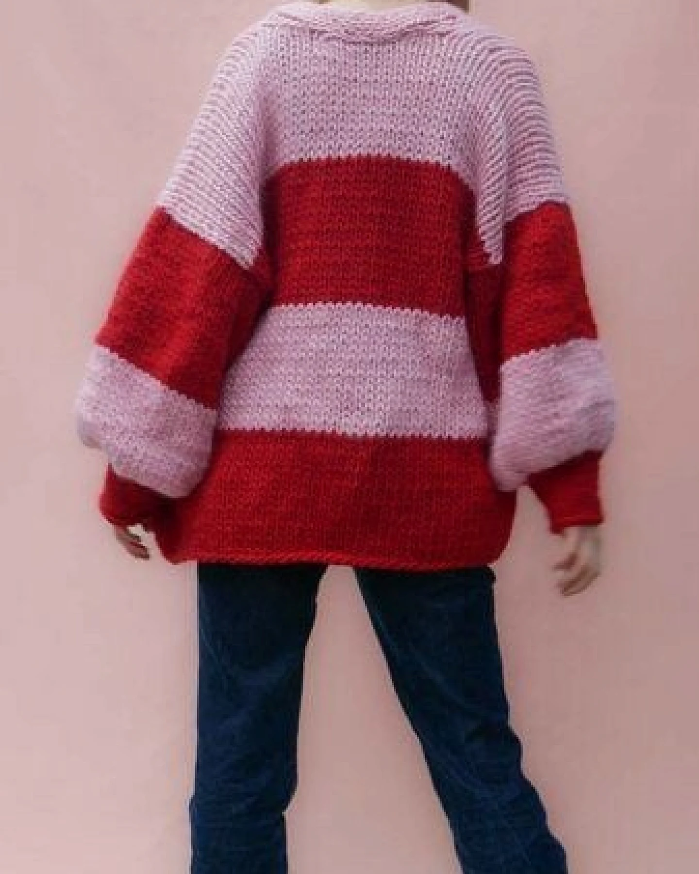PANAPUFA bunte gestreifte Strickjacke aus Merinowolle – Ansicht 3