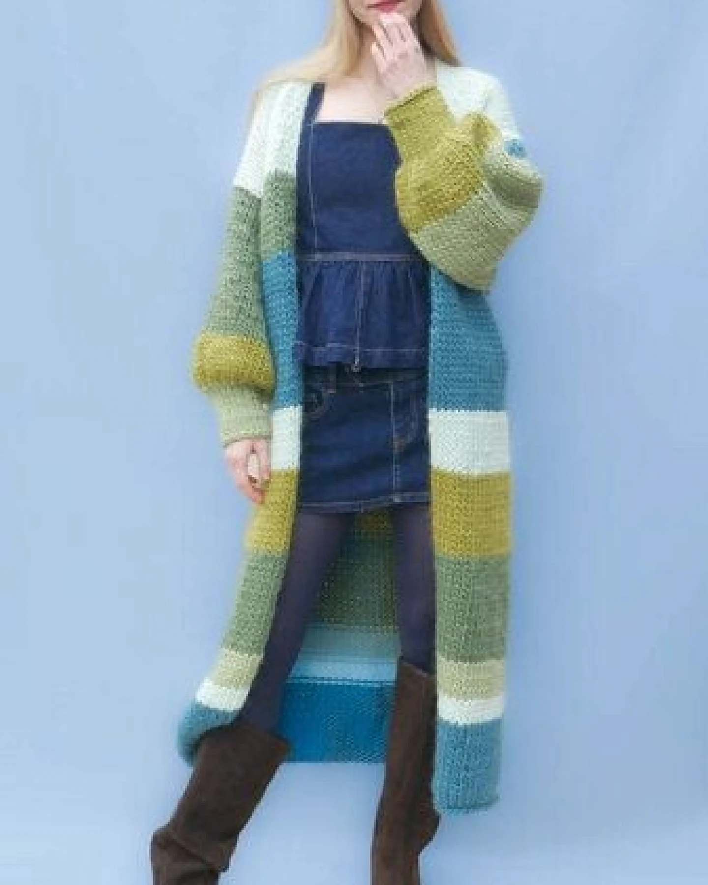 PANAPUFA bunte gestreifte Strickjacke aus Merinowolle – Ansicht 3