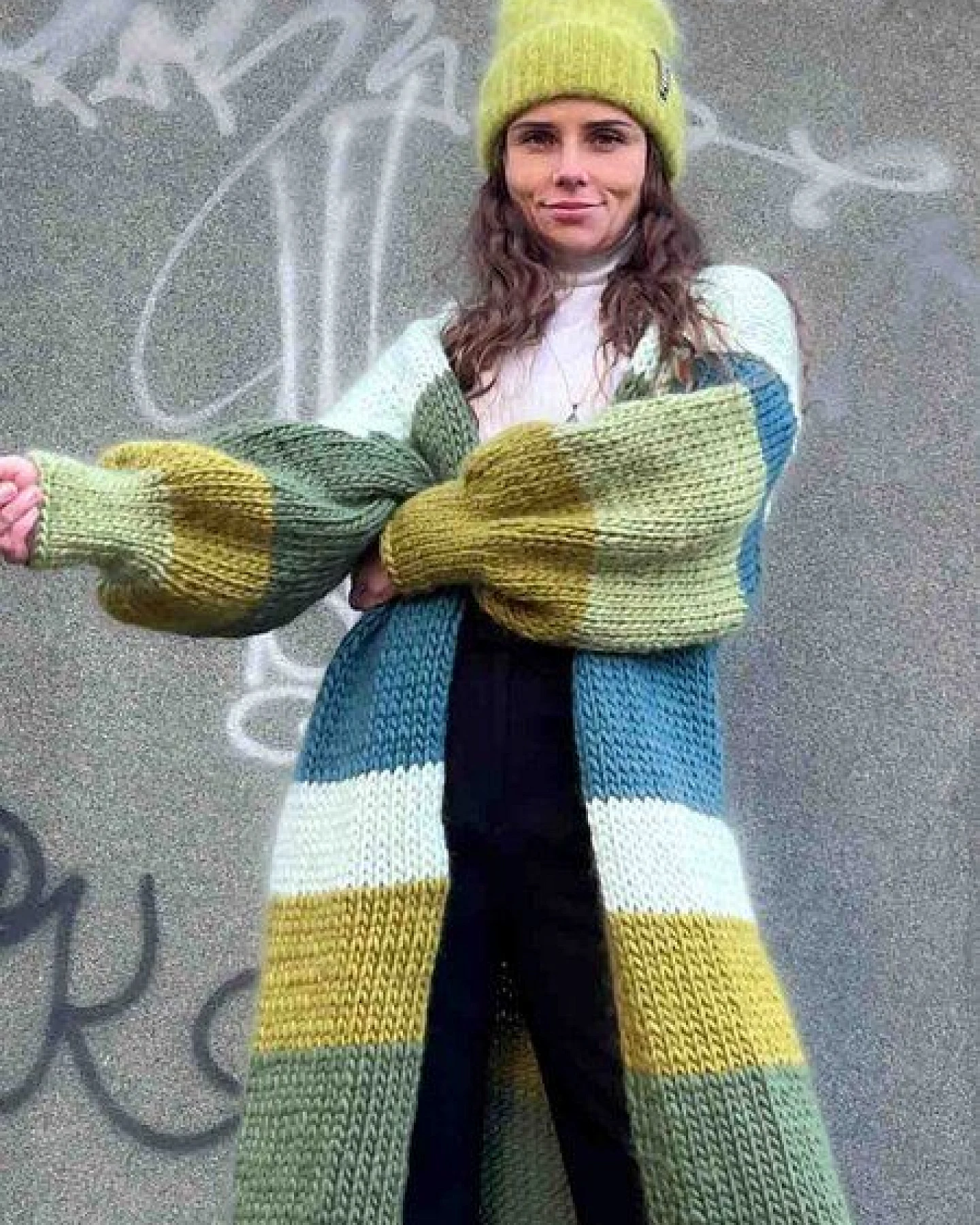 PANAPUFA bunte gestreifte Strickjacke aus Merinowolle – Ansicht 4