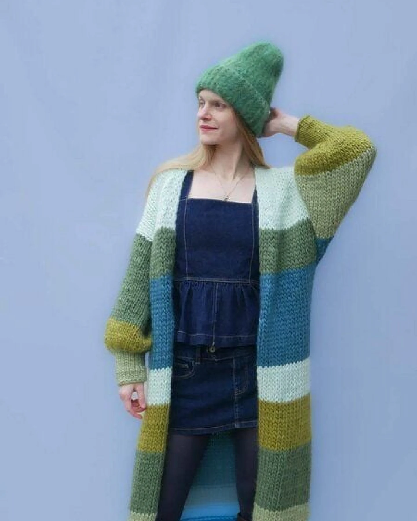 PANAPUFA bunte gestreifte Strickjacke aus Merinowolle – Ansicht 3