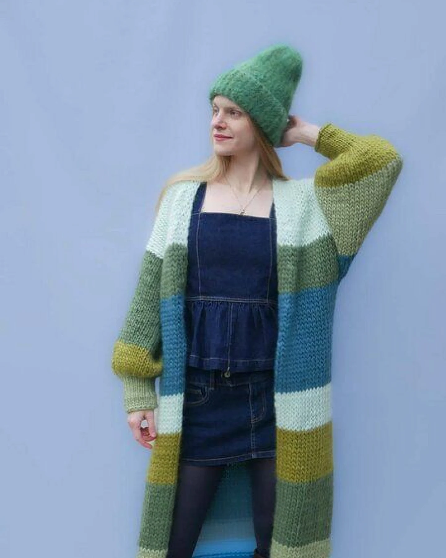 PANAPUFA bunte gestreifte Strickjacke aus Merinowolle – Ansicht 3