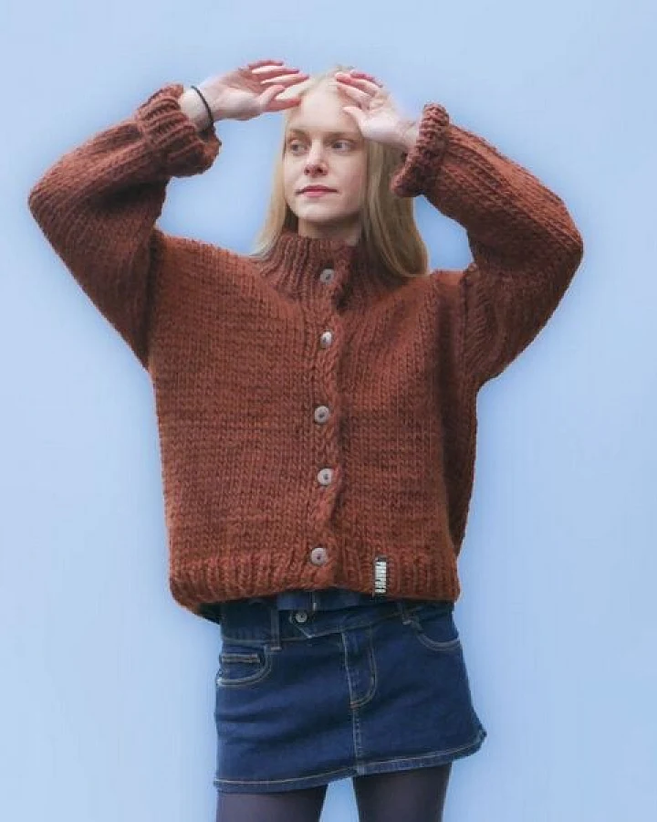 PANAPUFA Chunky Strickjacke aus Merinowolle