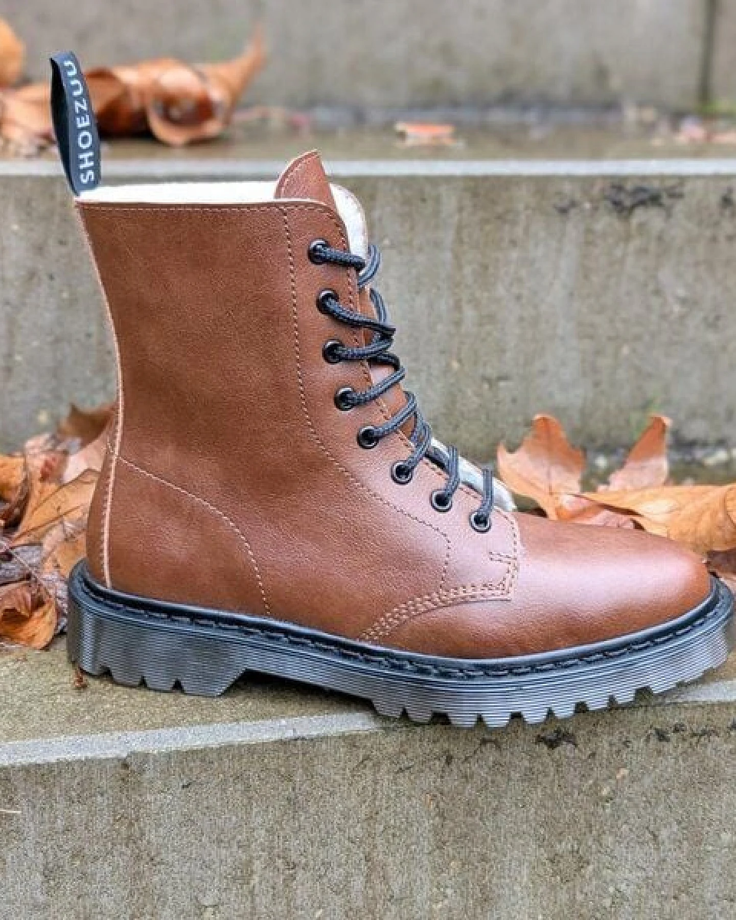 Shoezuu Vegan Vegane Shoezuu 8 Loch Mikrofaser RC Winterboots nussbraun – Ansicht 2
