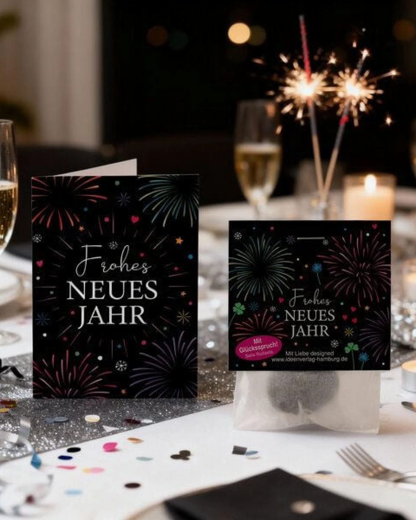 Ideenverlag Hamburg 10 „Silvester“ Klee-Samenbomben mit Glücksspruch & 10 Geschenkkarten „Frohes Neues Jahr“ – Ansicht 4