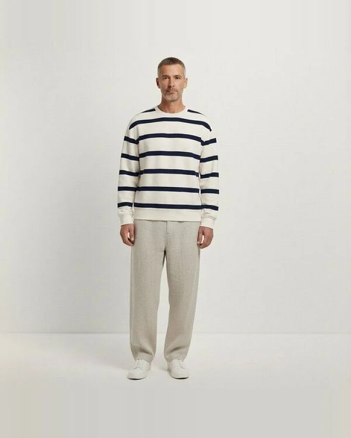 YTWOO Basic Unisex-Sweatshirt mit Streifen aus nachhaltiger Baumwolle