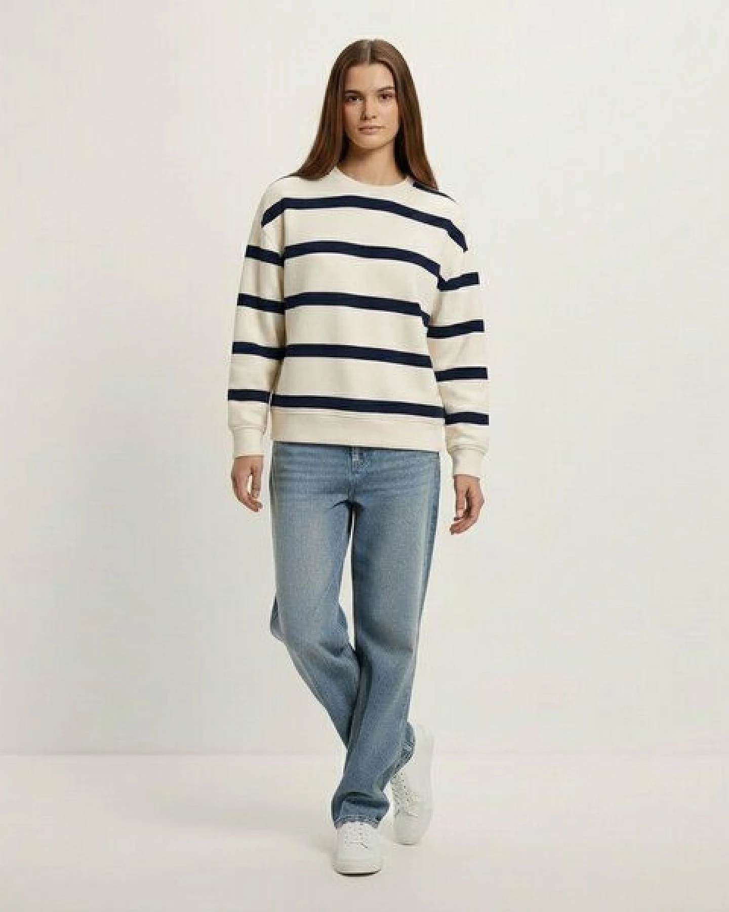 YTWOO Basic Unisex-Sweatshirt mit Streifen aus nachhaltiger Baumwolle – Ansicht 2
