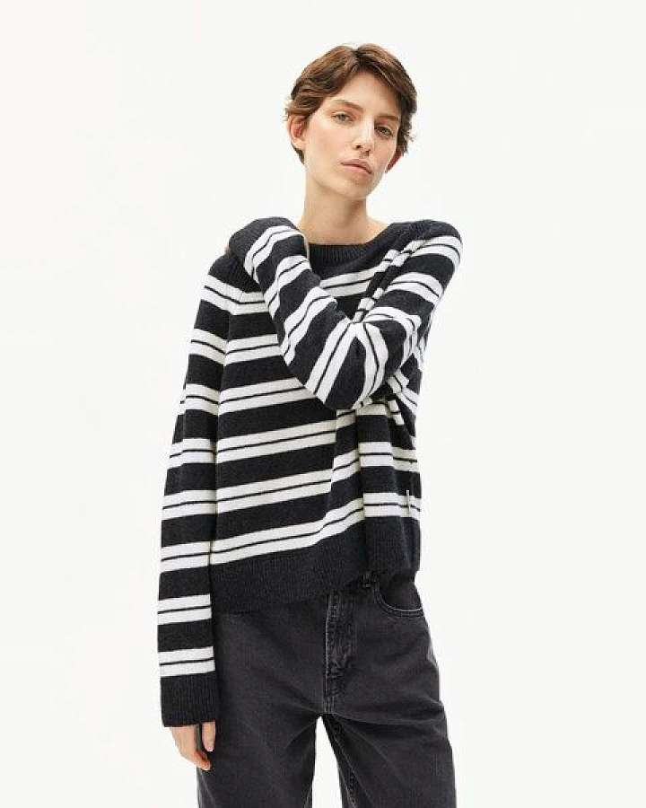 ARMEDANGELS LILIRIAA FINE STRIPES Damen Pullover aus Bio-Woll Mix