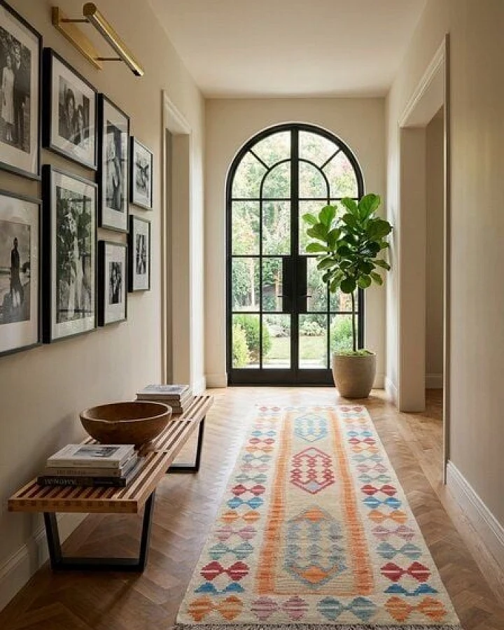 Kelim Gashgai Beige „Rugtales“ aus Schurwolle, 63x244 cm