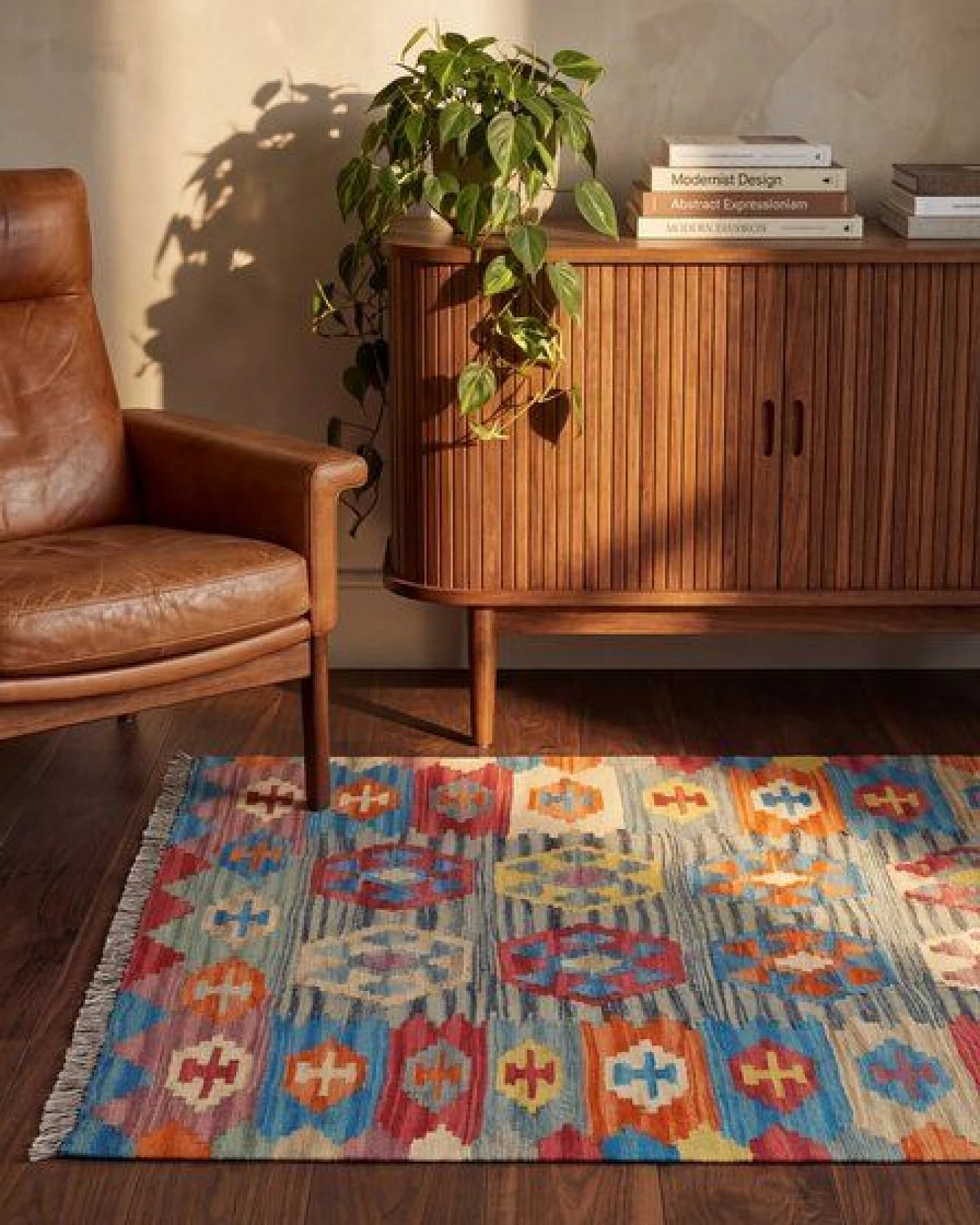 Kelim Gashgai Grau „Rugtales“ aus Schurwolle, 100x146 cm – Ansicht 2