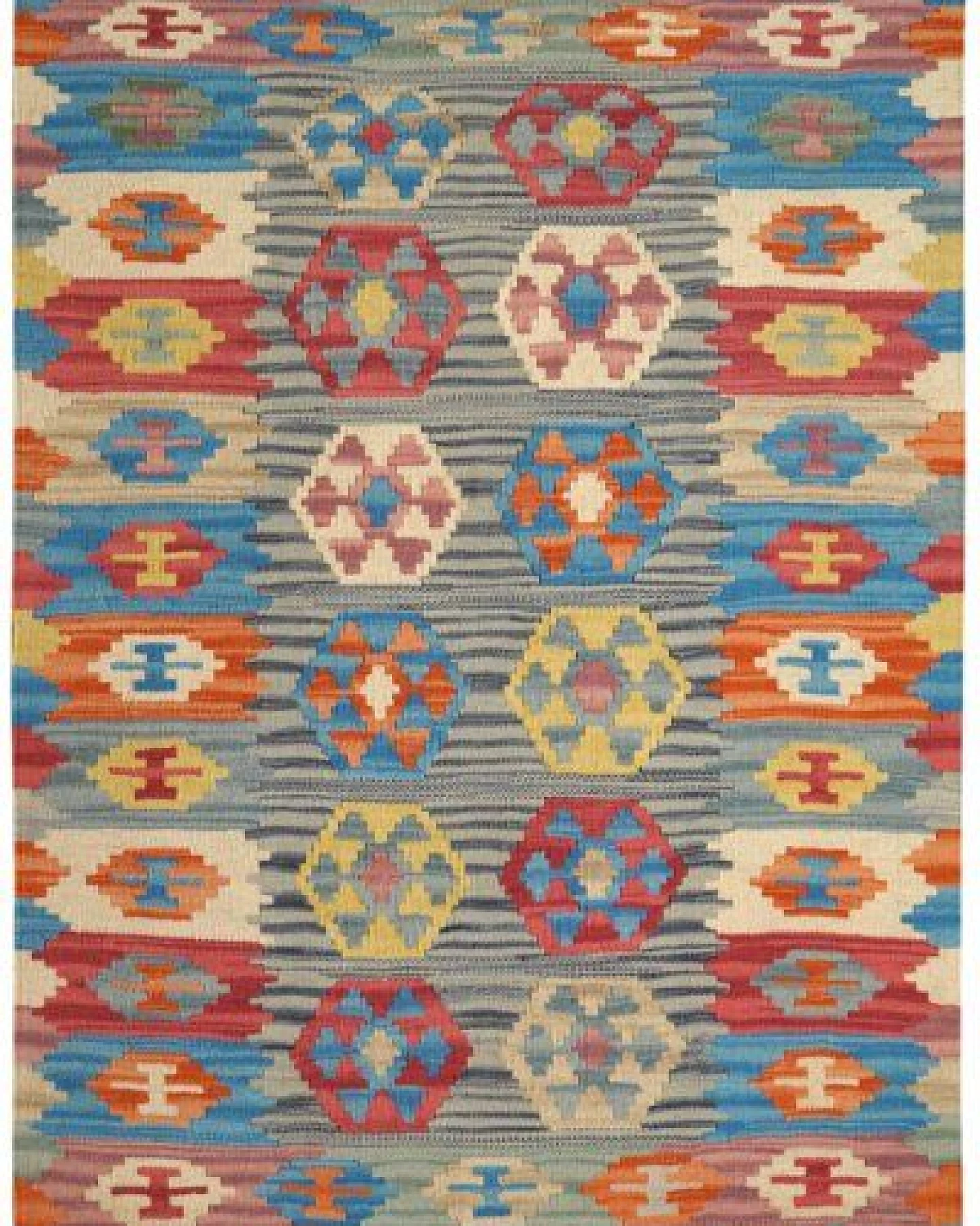 Kelim Gashgai Grau „Rugtales“ aus Schurwolle, 100x146 cm – Ansicht 3