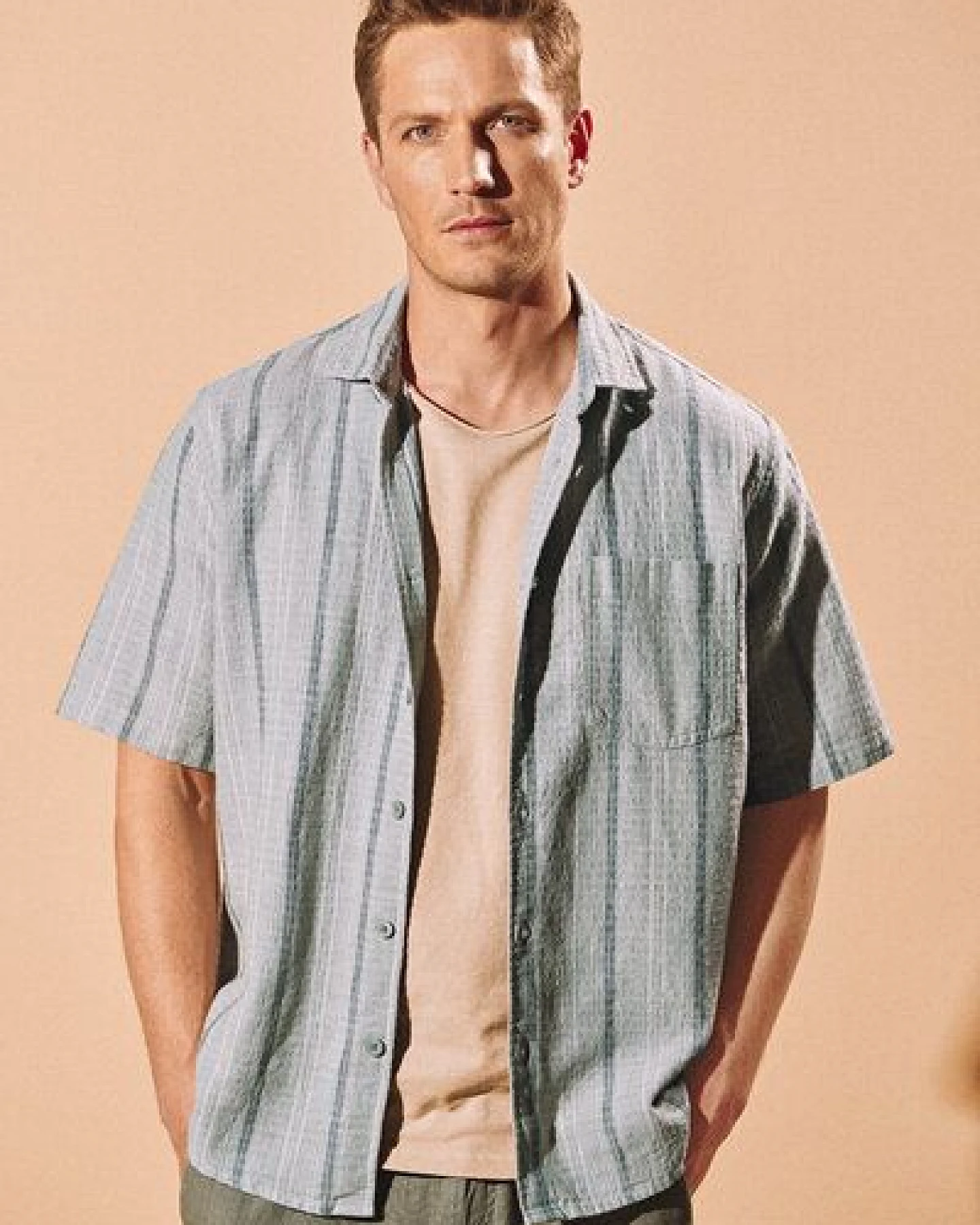 HempAge Kurzarmhemd mit Streifenmuster Casual Fit Hanf/Biobaumwolle – Ansicht 4