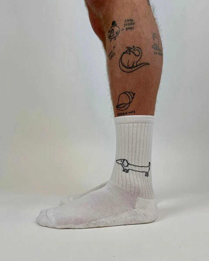 ettics STUDIO tennis sock sausage dog