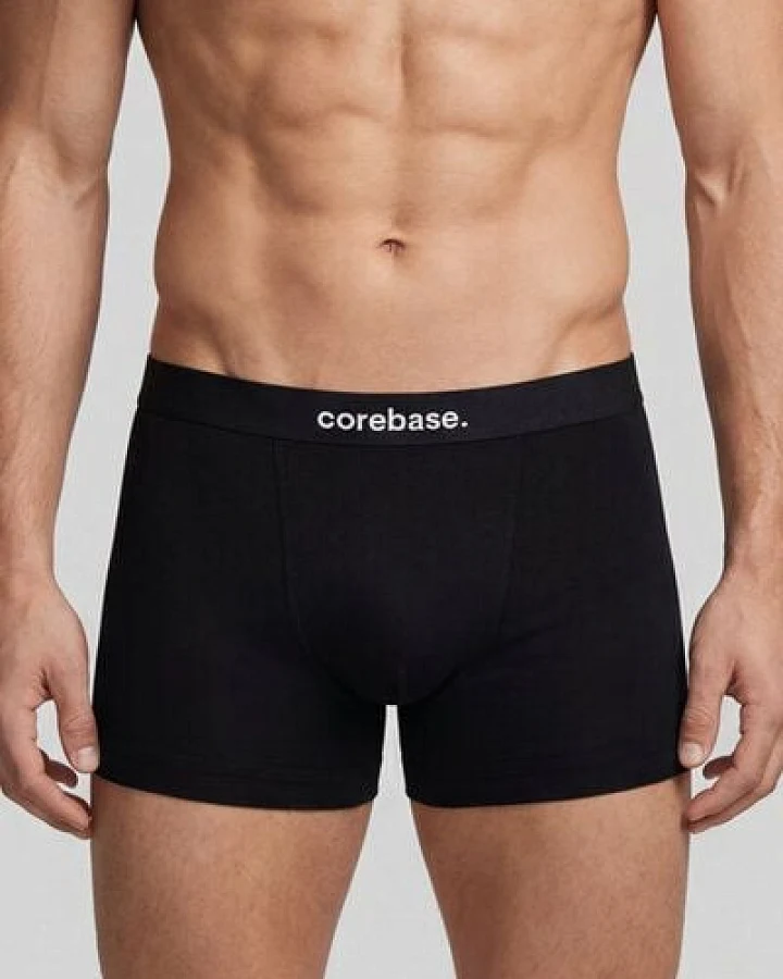 COREBASE Herren Boxershorts Trunks – 3er Pack aus Bio-Baumwolle, Schwarz