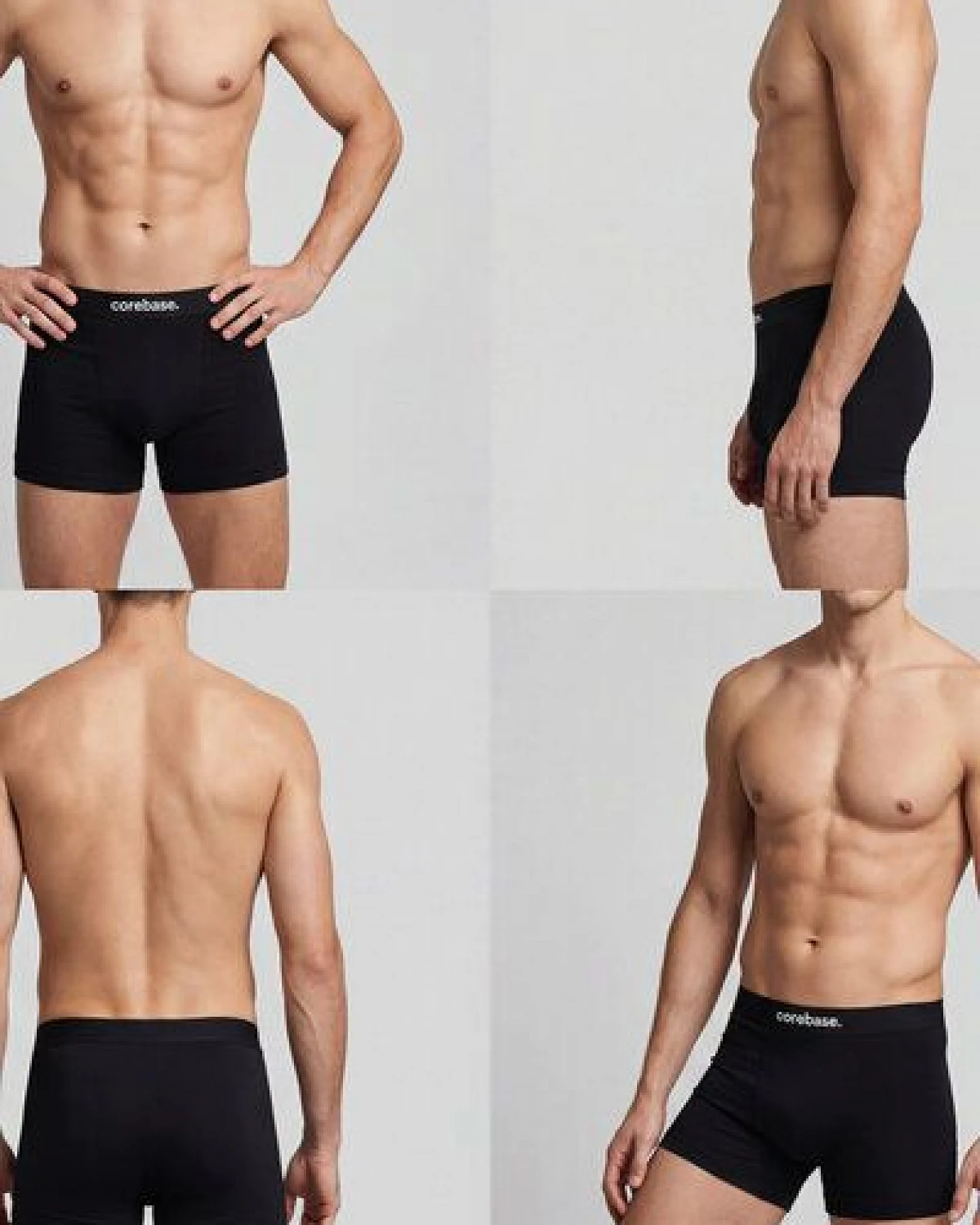 COREBASE Herren Boxershorts Trunks – 3er Pack aus Bio-Baumwolle, Schwarz – Ansicht 3
