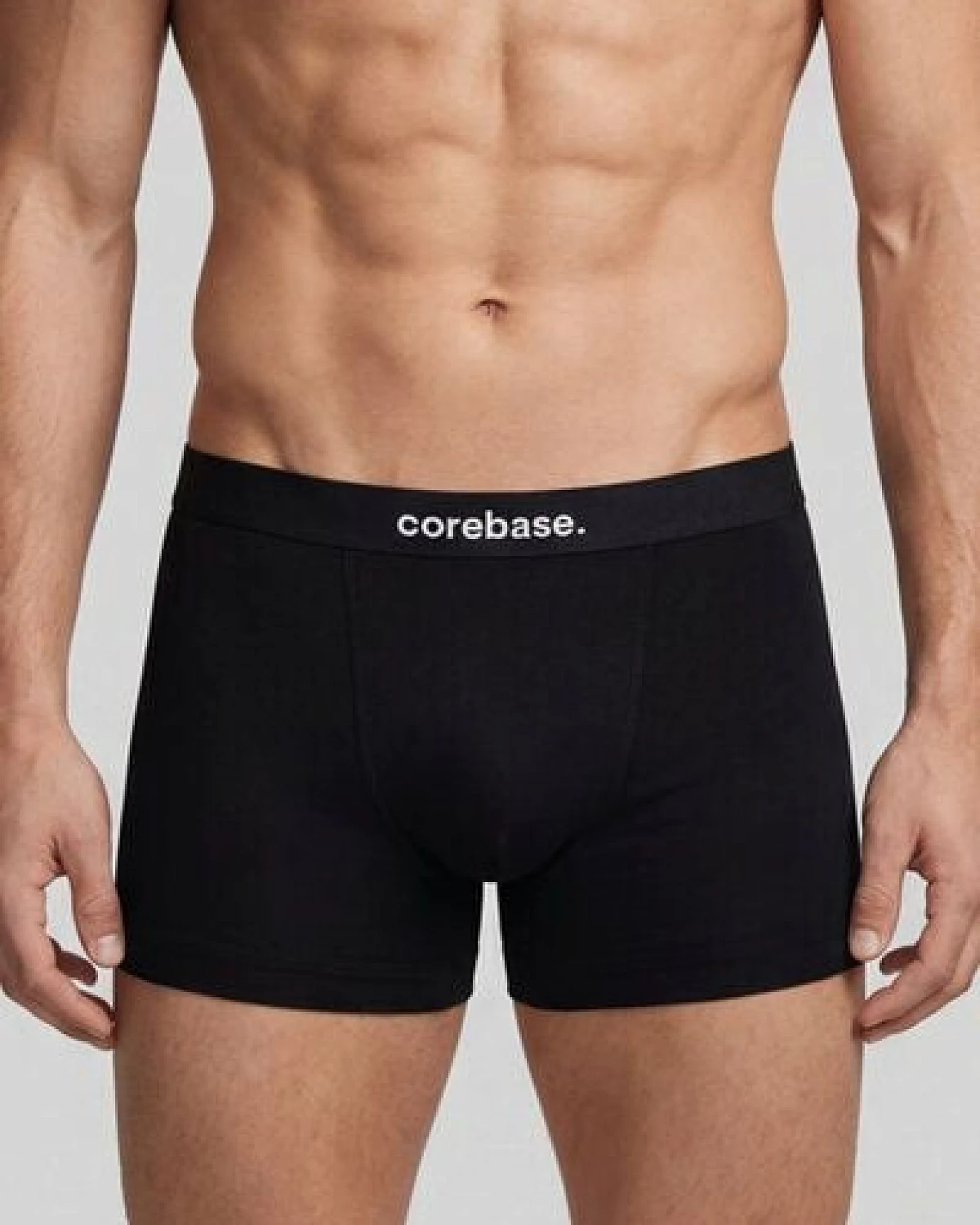 COREBASE Herren Boxershorts Trunks – 3er Pack aus Bio-Baumwolle, Schwarz – Ansicht 2