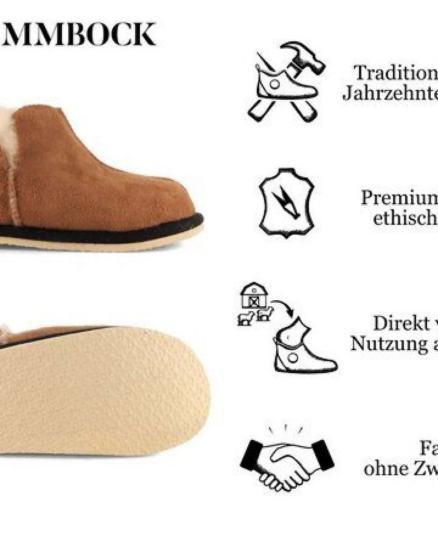Lammbock® Kinder Lammfell Hausschuhe Stiefel Shearlock mit Outdoorsoohle – Ansicht 3