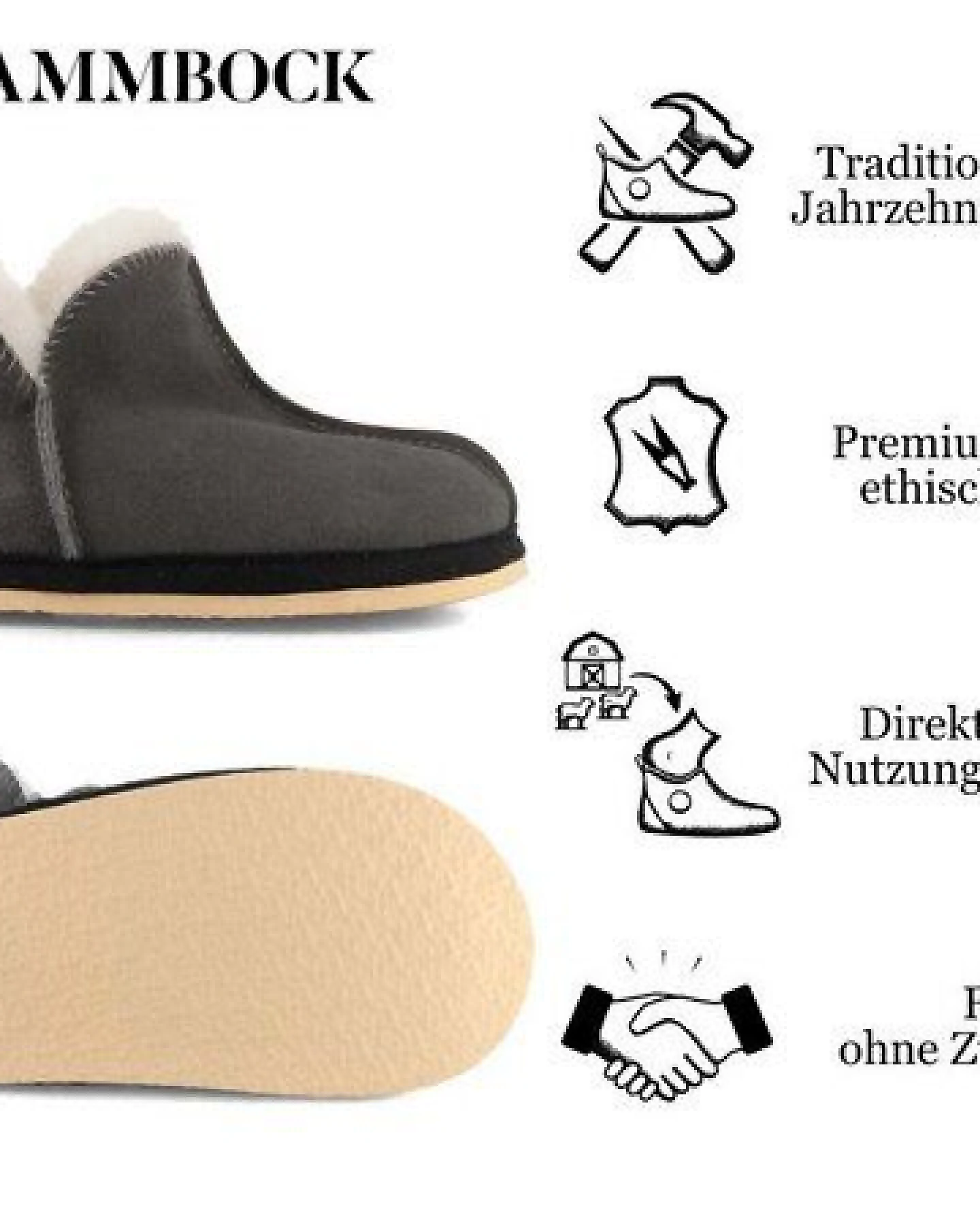 Lammbock® Kinder Lammfell Hausschuhe Stiefel Shearlock mit Outdoorsoohle – Ansicht 3