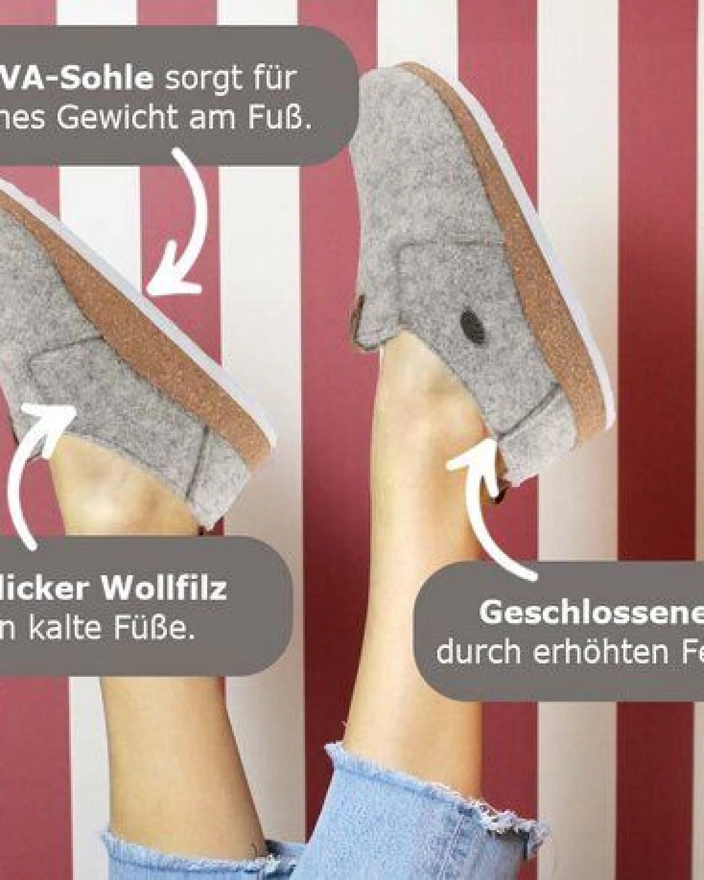 Tuffeln Geschlossene Hausschuhe 'Heimkehr' mit Korkfußbett – Ansicht 3