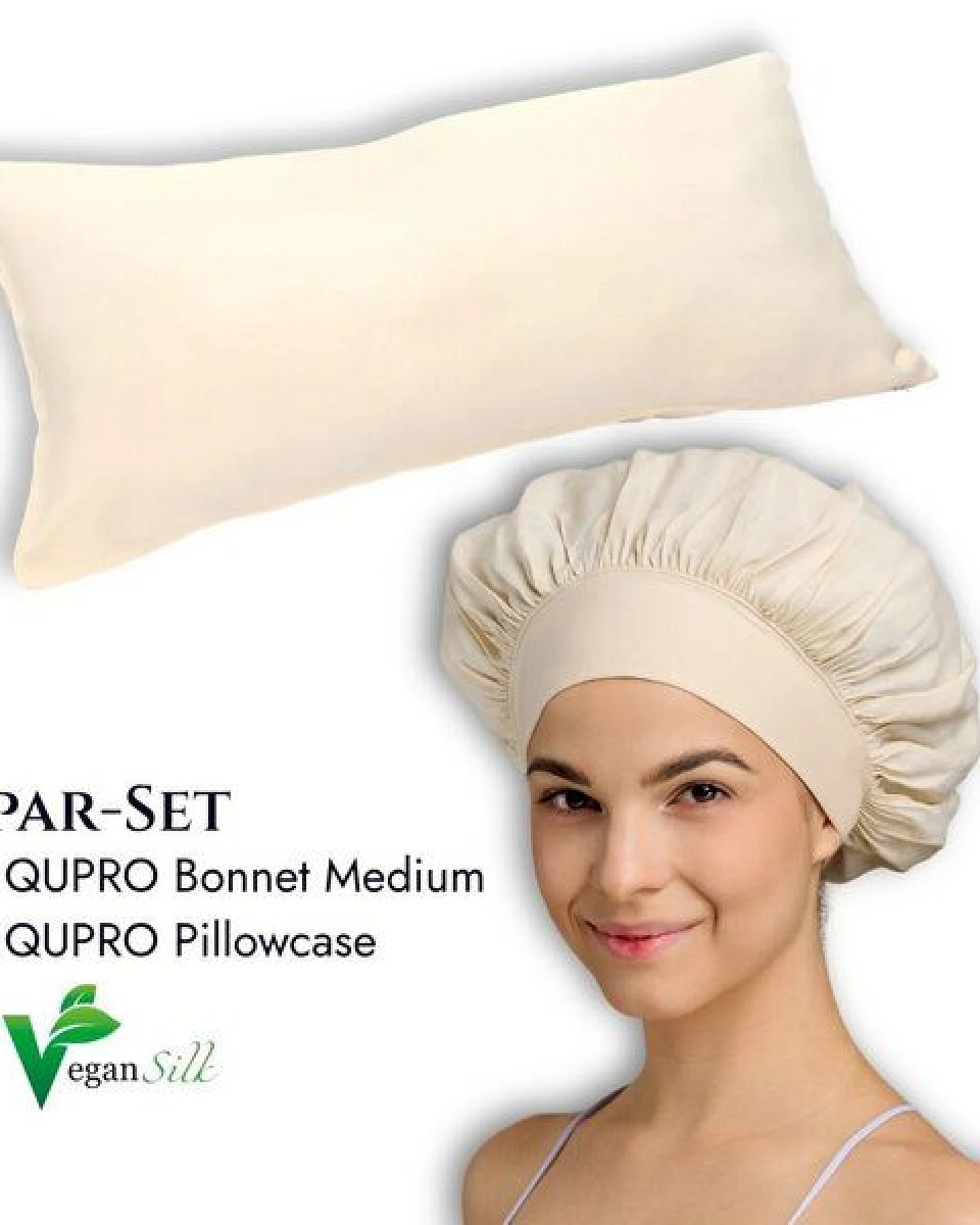 QUPRO Bonnet & Pillowcase Set – glatter als Seide – Ansicht 4