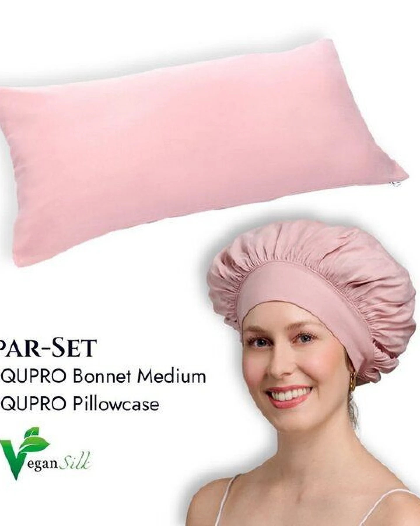QUPRO Bonnet & Pillowcase Set – glatter als Seide – Ansicht 2