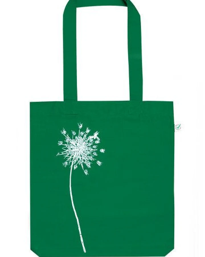 Hirschkind Bio-Fashion-Bag "Wilde Möhre" kelly green - handbedruckt