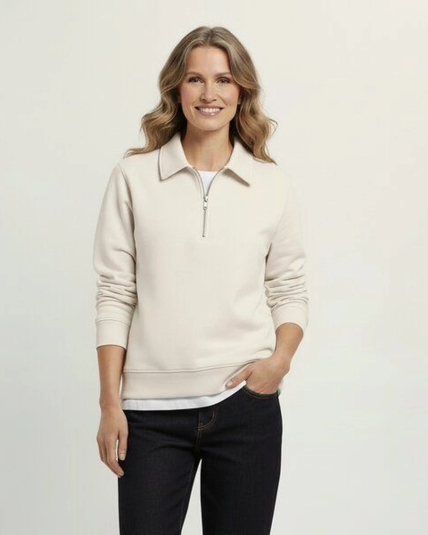 YTWOO Unisex-Sweatshirt mit Zipper und Polokragen – Ansicht 2
