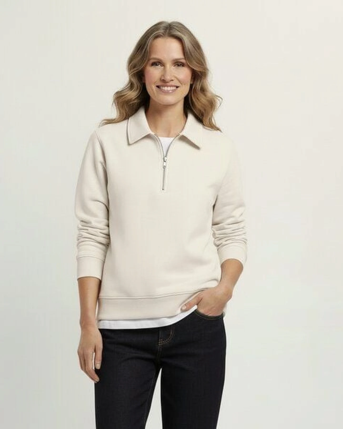 YTWOO Unisex-Sweatshirt mit Zipper und Polokragen – Ansicht 2