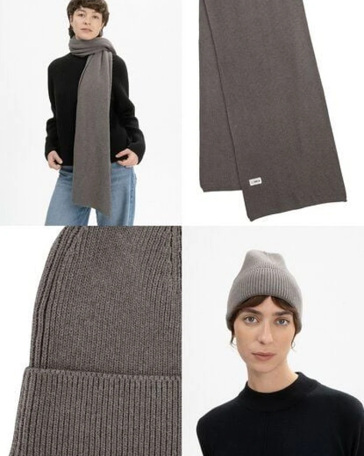 MELA Bundle Strickmütze KALI + Rippstrick Schal NAGNA