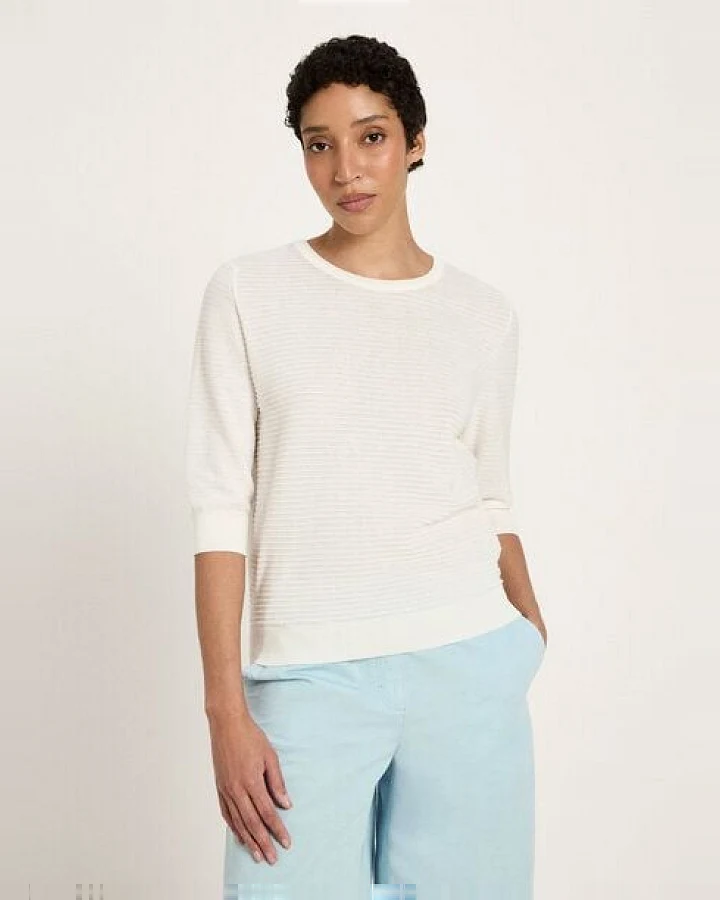 LANIUS Halbarmpullover mit Struktur aus Bio-Baumwolle
