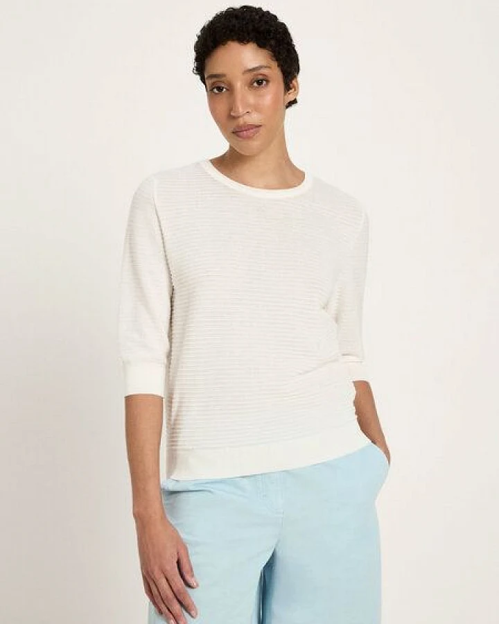 LANIUS Halbarmpullover mit Struktur aus Bio-Baumwolle