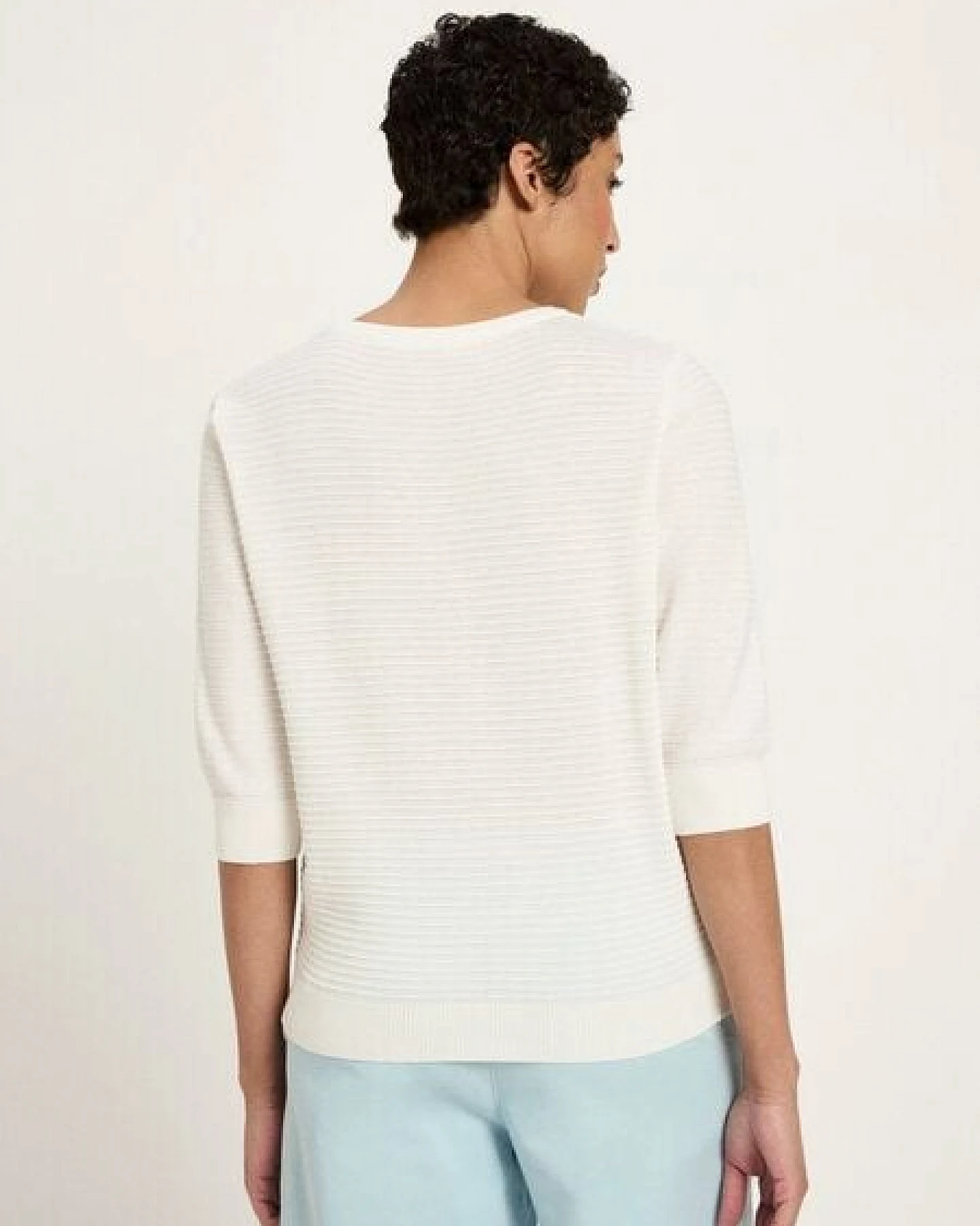 LANIUS Halbarmpullover mit Struktur aus Bio-Baumwolle – Ansicht 4