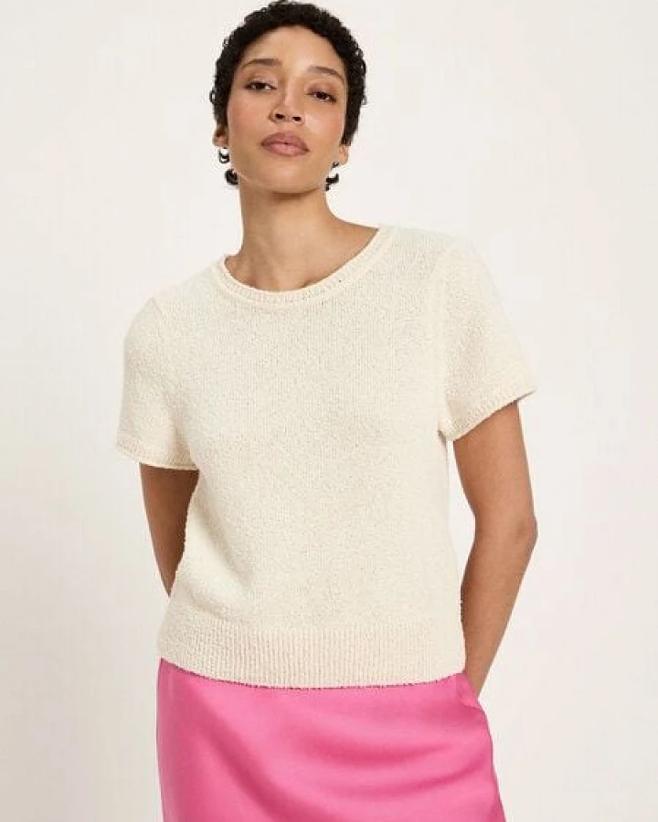LANIUS Boucle Kurzarmpullover