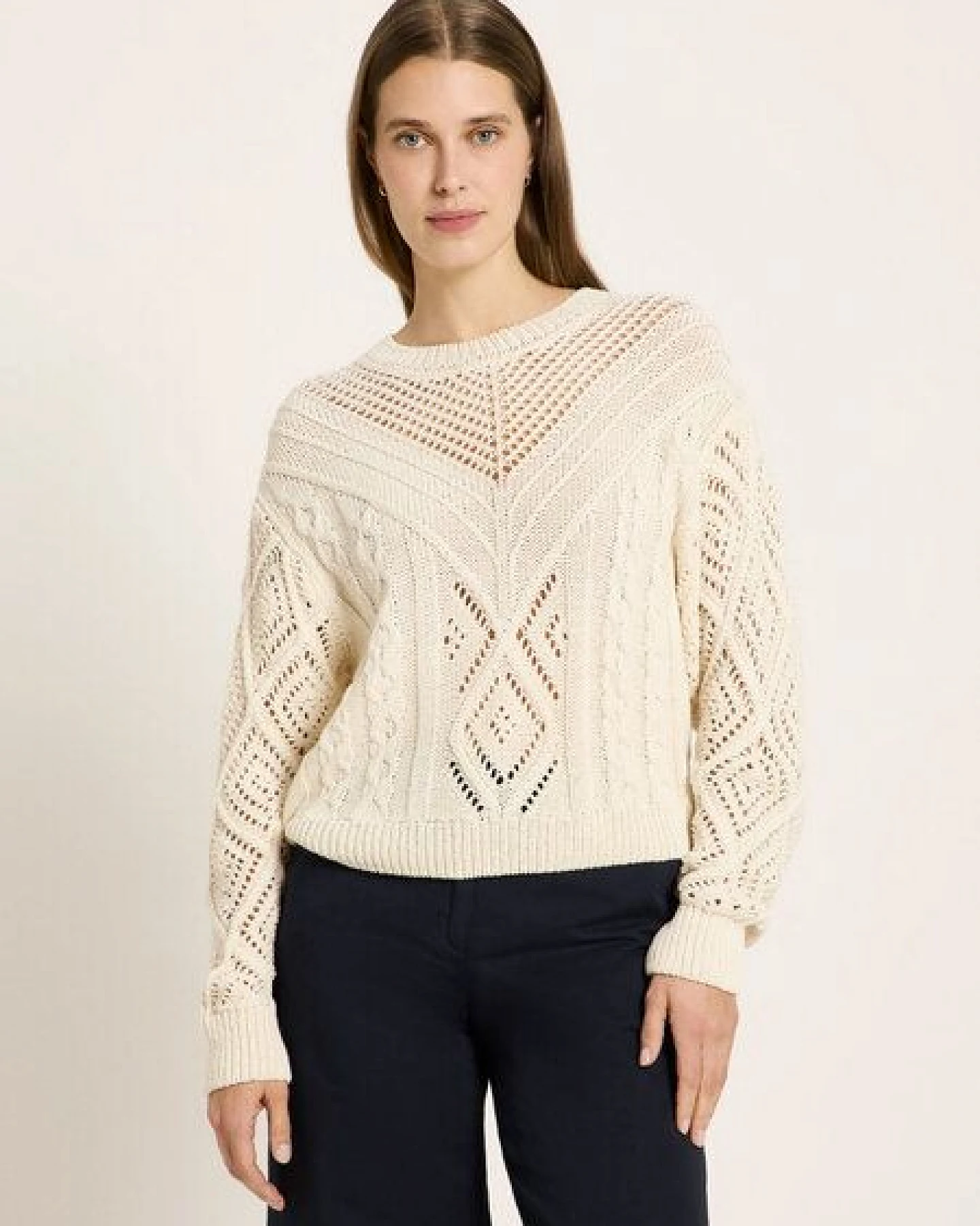 LANIUS Lochstrick Pullover aus Bio-Baumwolle – Ansicht 3