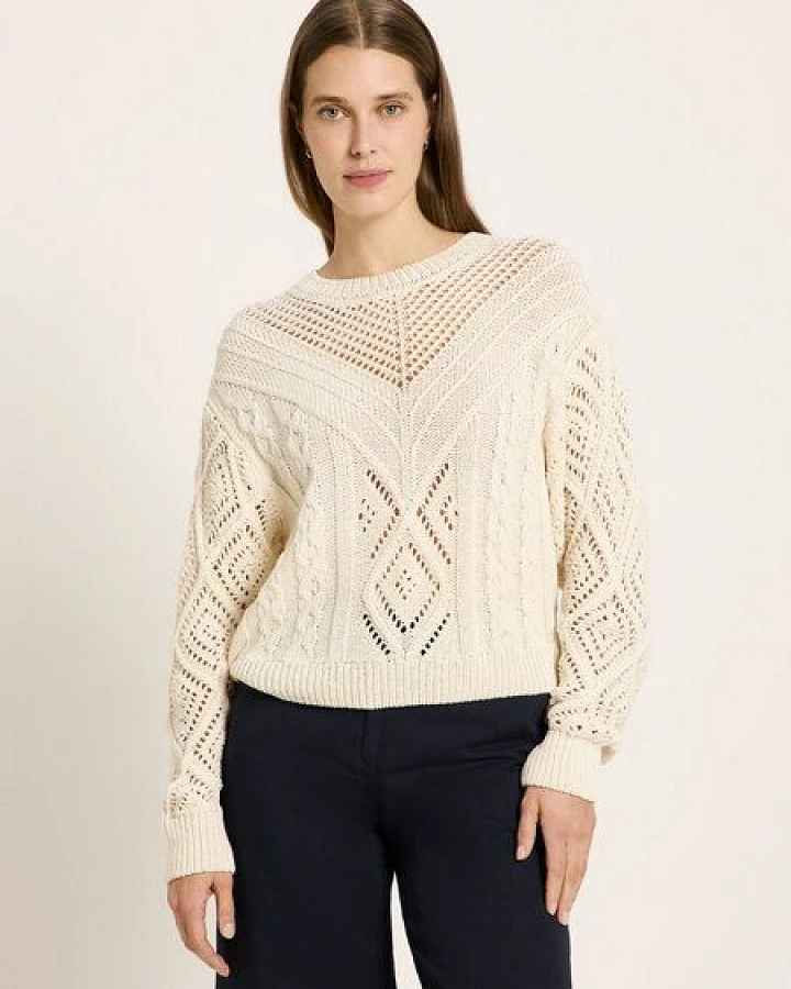 LANIUS Lochstrick Pullover aus Bio-Baumwolle