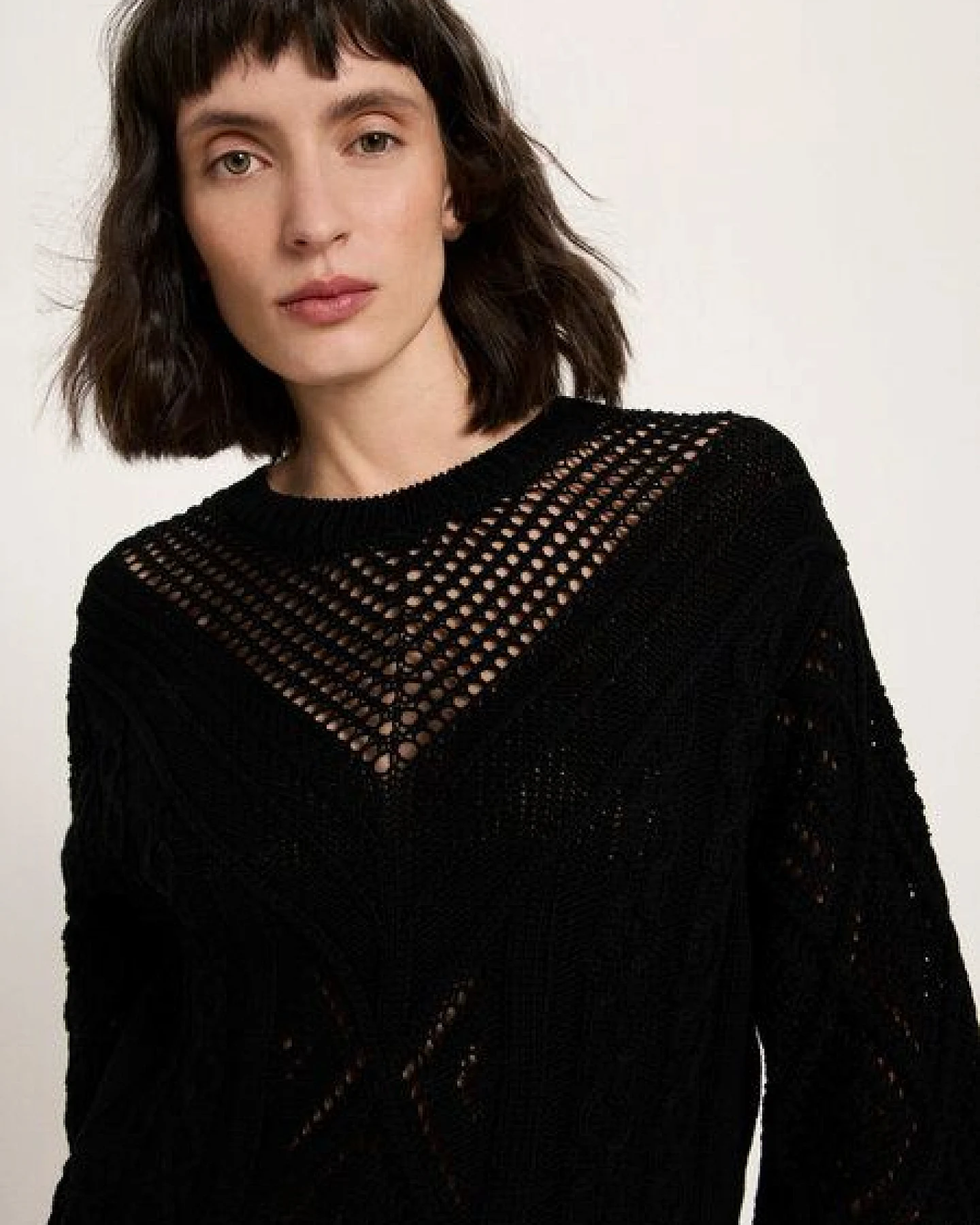 LANIUS Lochstrick Pullover aus Bio-Baumwolle – Ansicht 3
