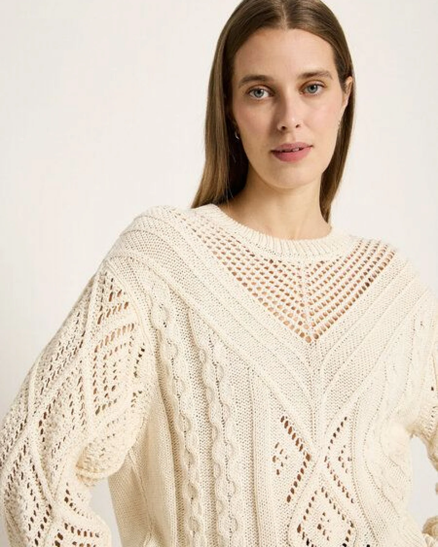 LANIUS Lochstrick Pullover aus Bio-Baumwolle – Ansicht 4