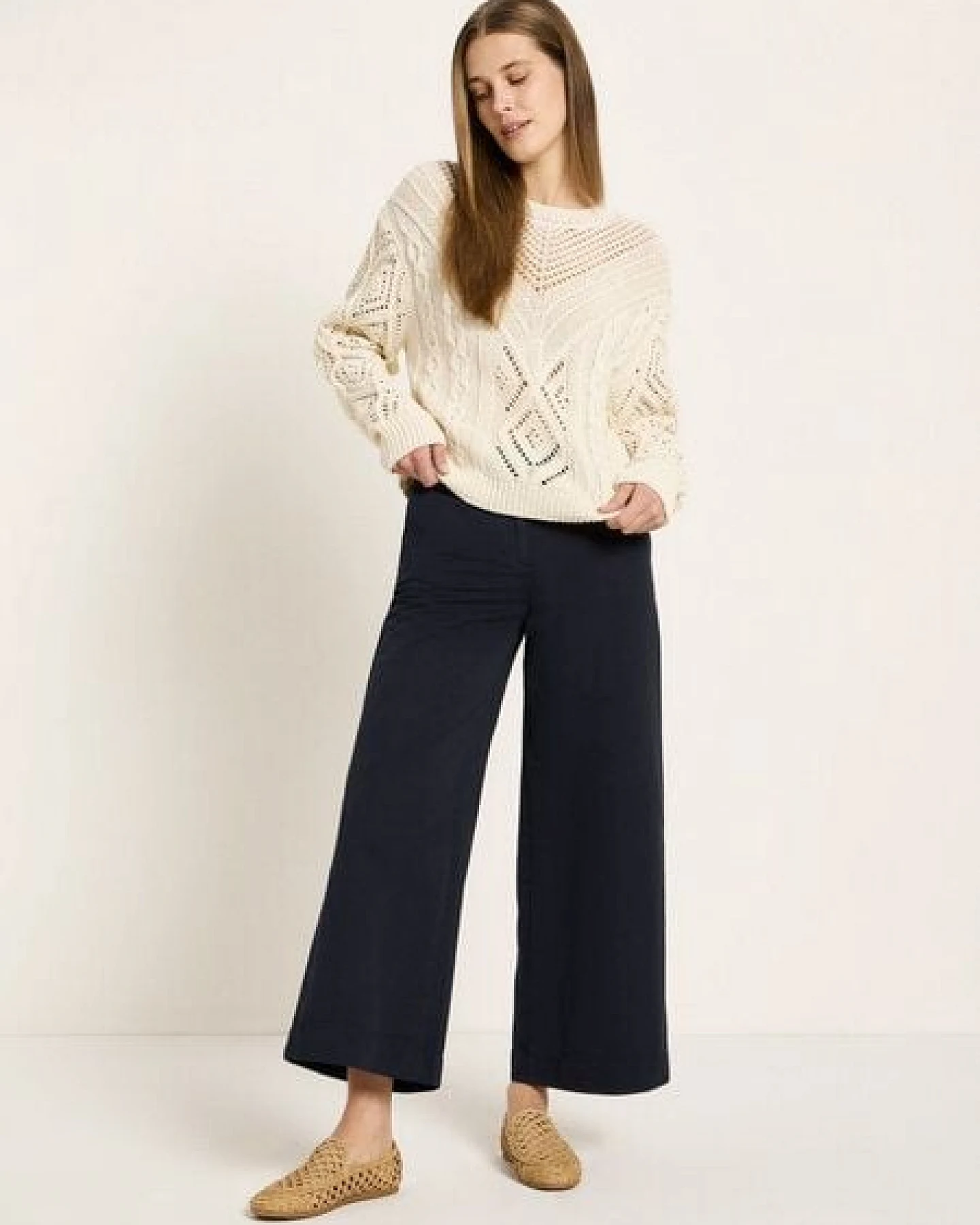 LANIUS Lochstrick Pullover aus Bio-Baumwolle – Ansicht 3