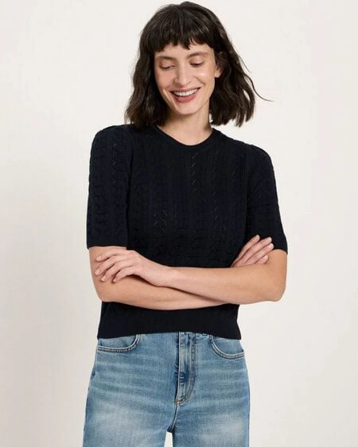LANIUS Kurzarmpullover (GOTS) aus Bio-Baumwolle