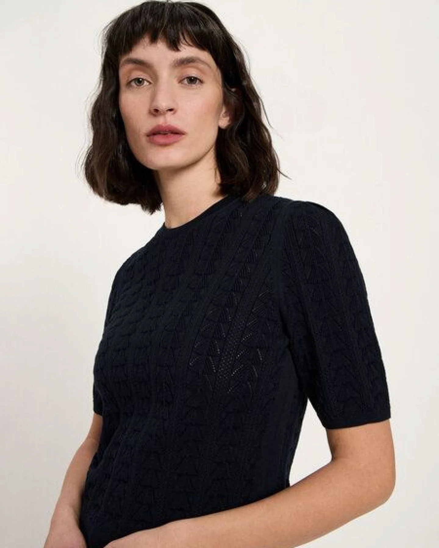 LANIUS Kurzarmpullover (GOTS) aus Bio-Baumwolle – Ansicht 4