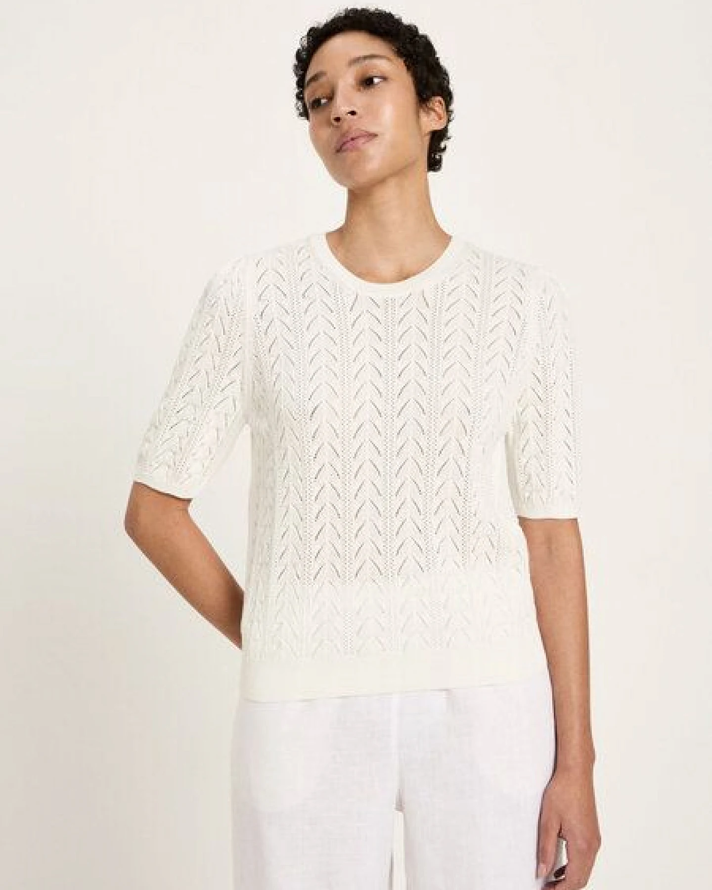 LANIUS Kurzarmpullover (GOTS) aus Bio-Baumwolle – Ansicht 2