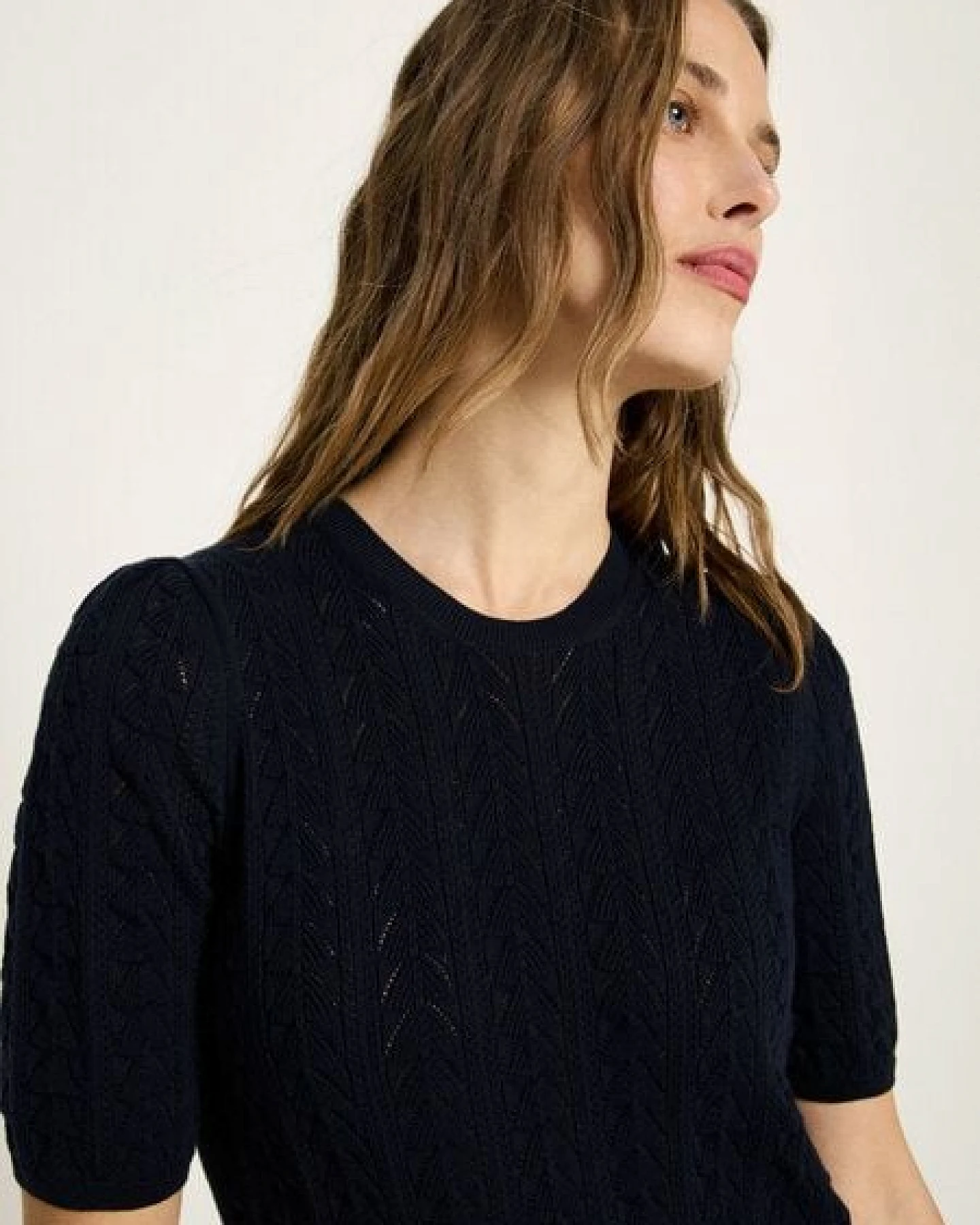 LANIUS Kurzarmpullover (GOTS) aus Bio-Baumwolle – Ansicht 4