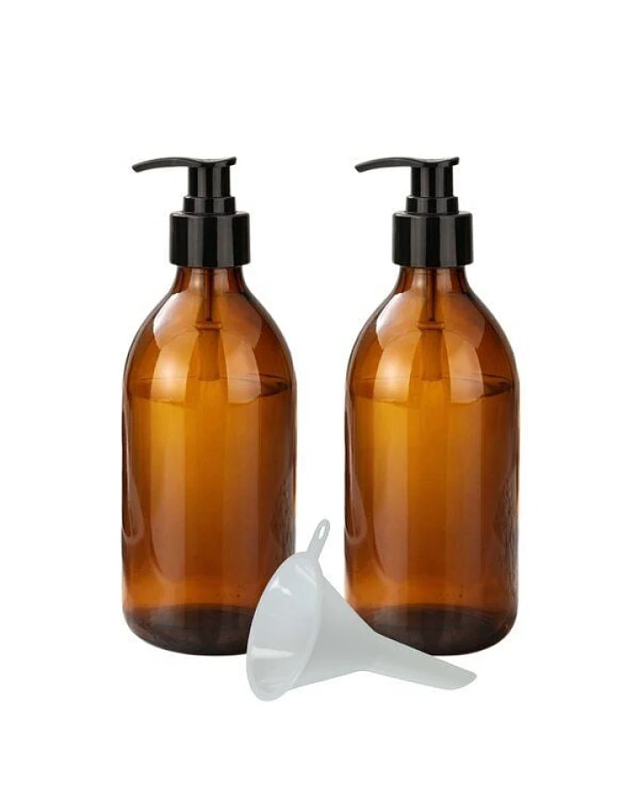 mikken Seifenspender braun 250 ML widerverwendbarer Lotionsspender aus Braunglas 0,25 Liter Apothekerqualität