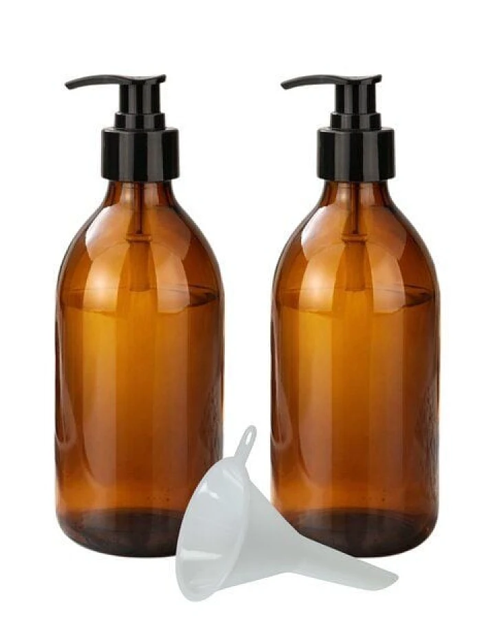 mikken Seifenspender braun 250 ML widerverwendbarer Lotionsspender aus Braunglas 0,25 Liter Apothekerqualität