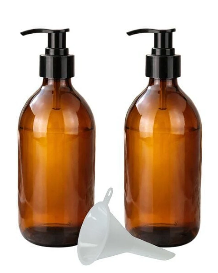 mikken Pumpspender braun 500 ml widerverwendbarer Seifenspender aus Braunglas 0,5 Liter Apothekerqualität