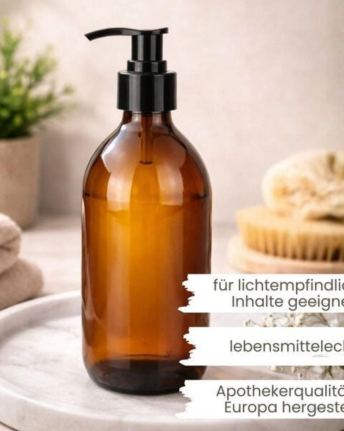 mikken Pumpspender braun 500 ml widerverwendbarer Seifenspender aus Braunglas 0,5 Liter Apothekerqualität – Ansicht 4