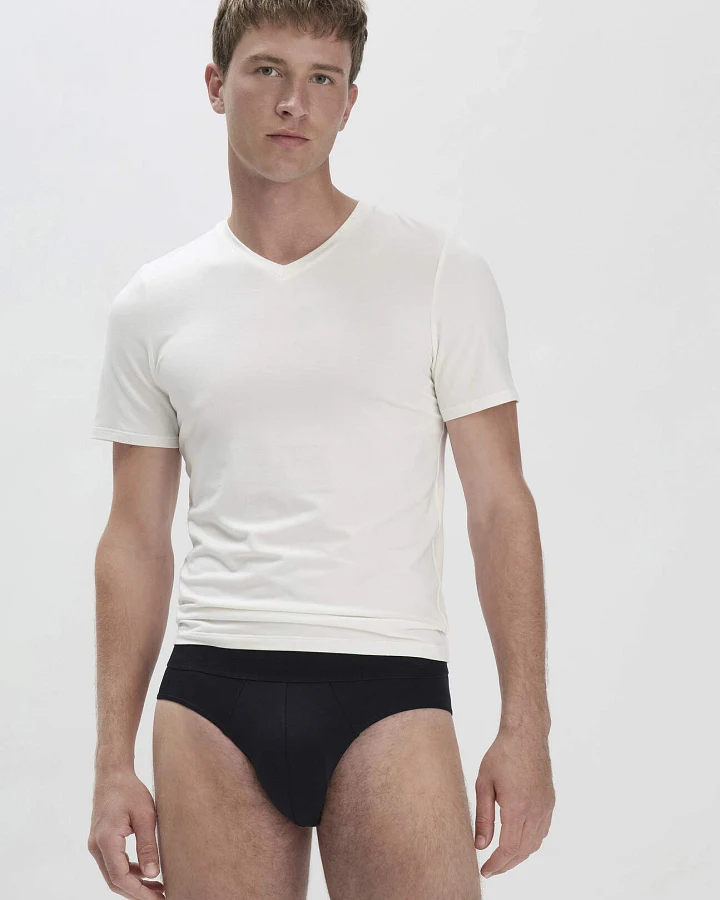 hessnatur Herren Slip Regular Cut COTTON MIX aus Bio-Baumwolle - schwarz - Größe 4 = S