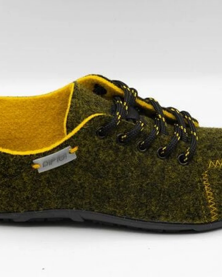 Sneaker all day mit Barfußgefühl pifit! aus hochwertigem Wollfilz gelb-grün, 32000-7