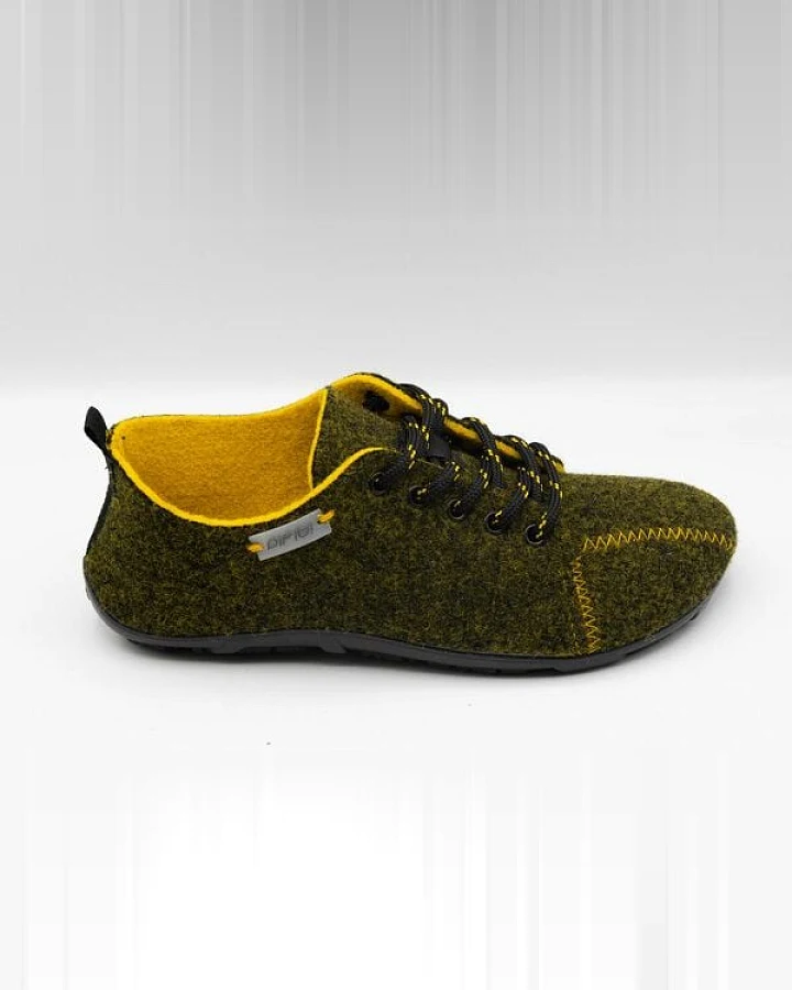 Sneaker all day mit Barfußgefühl pifit! aus hochwertigem Wollfilz gelb-grün, 32000-7