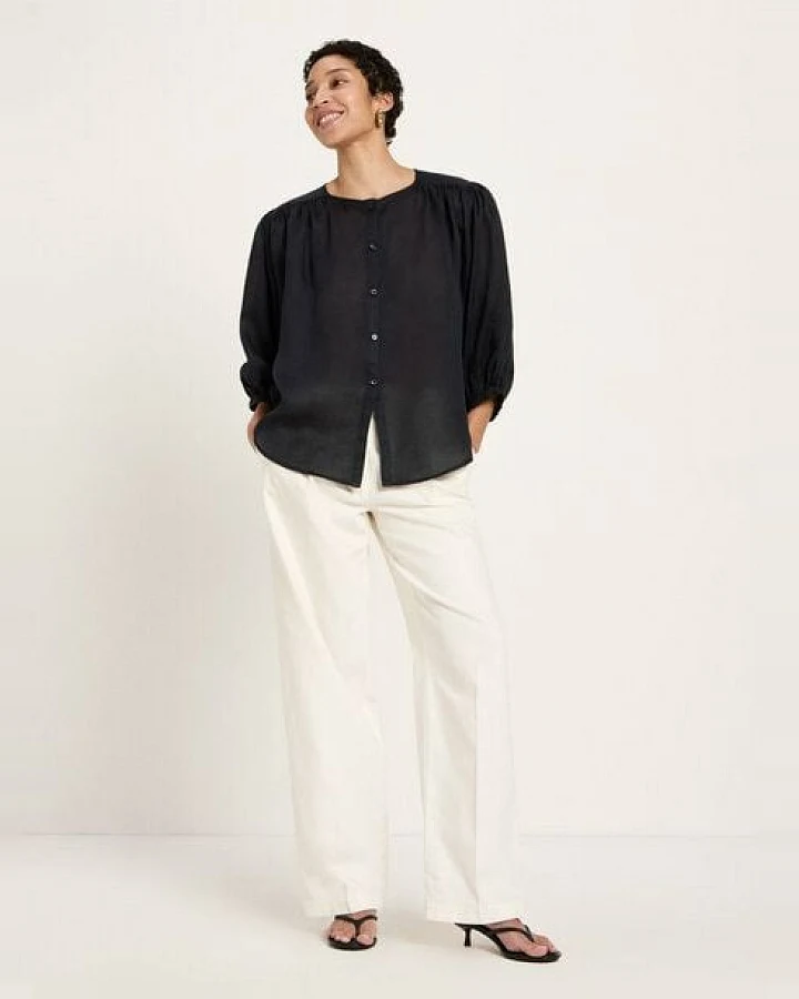 LANIUS Bluse mit Kräuseln aus Ramie
