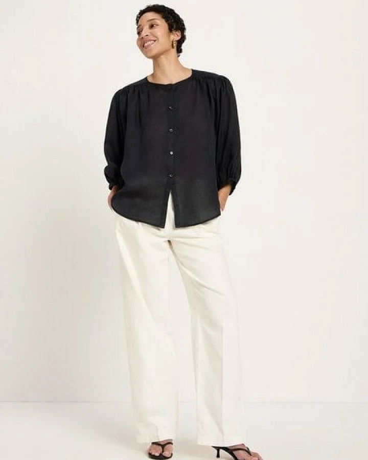 LANIUS Bluse mit Kräuseln aus Ramie